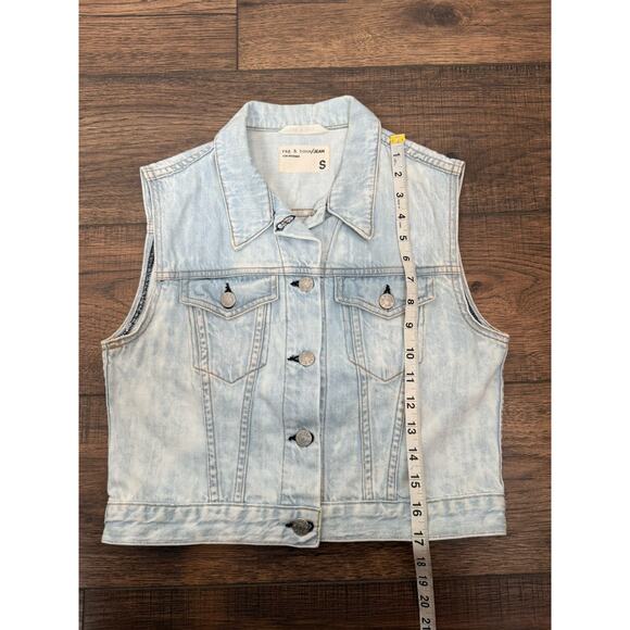 Rag & Bone Light Blue Denim Jean Vest Women’s Sz S Crop - Picture 6 of 8